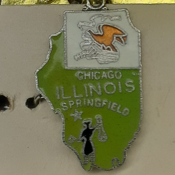 1960s/70's Souvenier Enamel Illinois Cloisonne Charm - Picture 10 of 15